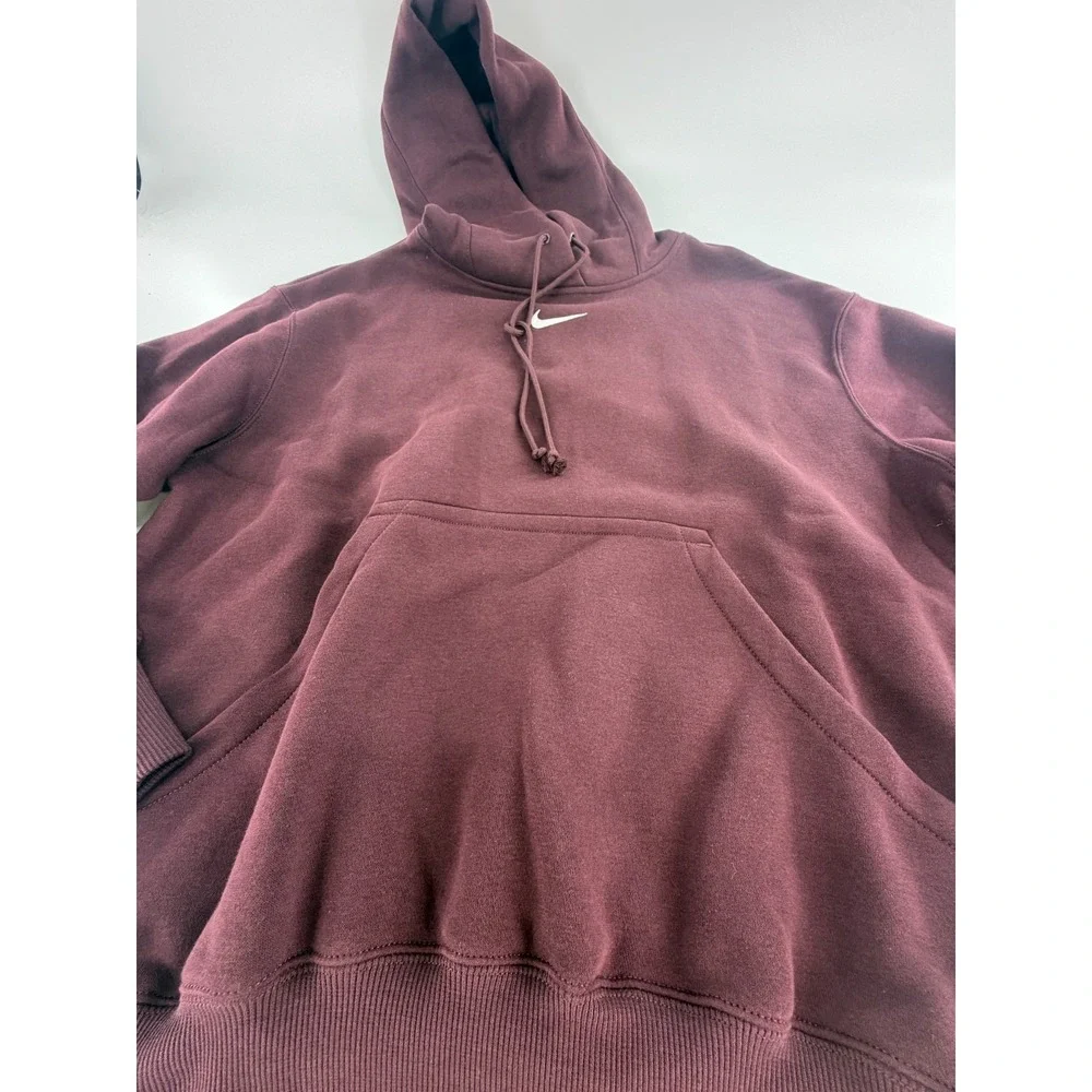 Nike Phoenix Fleece Oversized Womens Pullover Hoodie Size S Burgandy DQ5860-652‎
